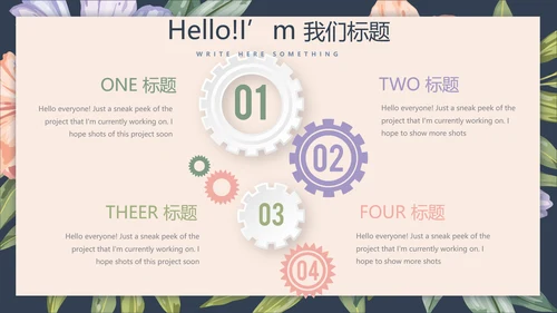 文艺小清新微立体述职报告通用PPT动态模板封面含PS