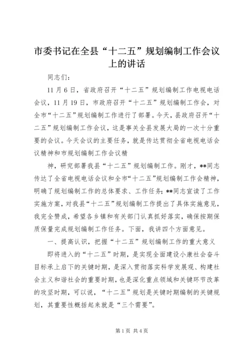 市委书记在全县“十二五”规划编制工作会议上的讲话 (2).docx