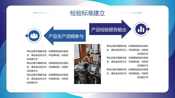 蓝色简约几何品管部年终工作总结PPT模板