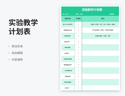 简约风实验教学计划表