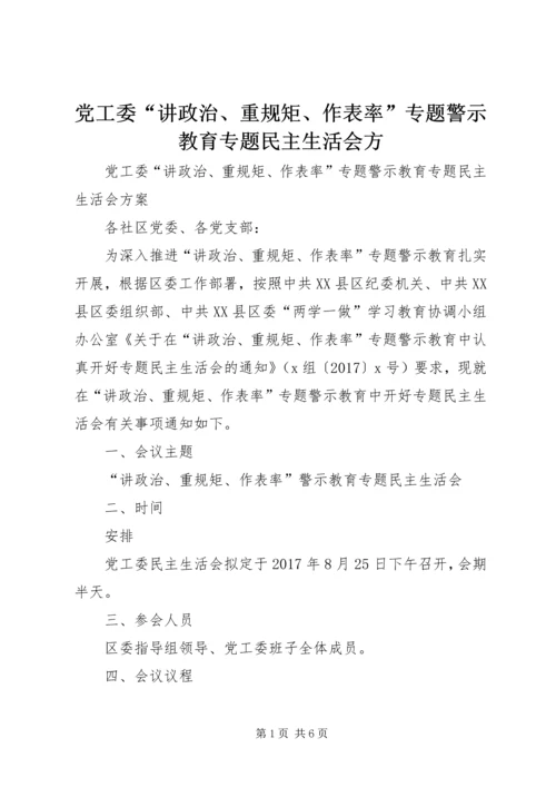 党工委“讲政治、重规矩、作表率”专题警示教育专题民主生活会方.docx