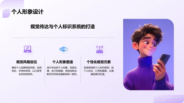 紫色扁平风个人品牌建设PPT模板