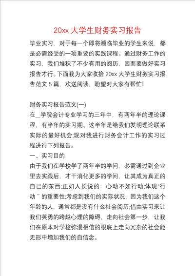 20xx大学生财务实习报告