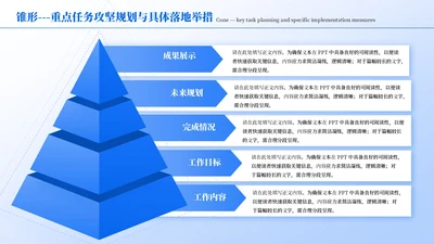 蓝色商务风5项锥形PPT单页