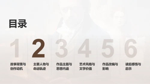 棕色复古读书笔记悲惨世界PPT模板