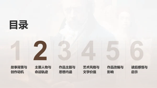 棕色复古读书笔记悲惨世界PPT模板