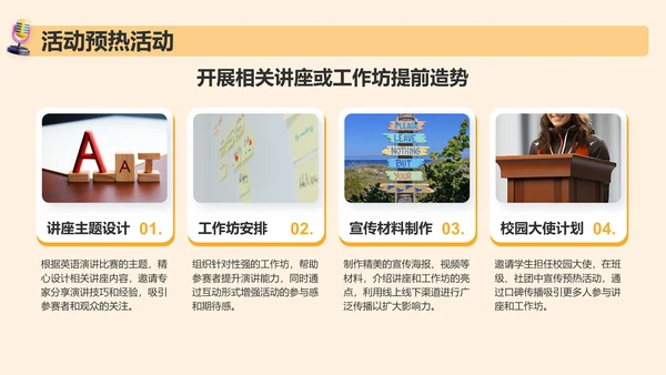 橙色3D风英语演讲比赛活动策划PPT模板