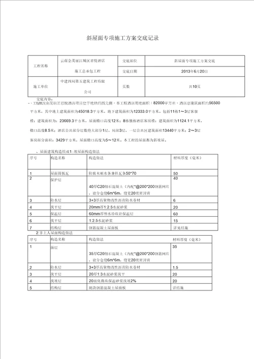 斜屋面专项施工方案丽江项目交底