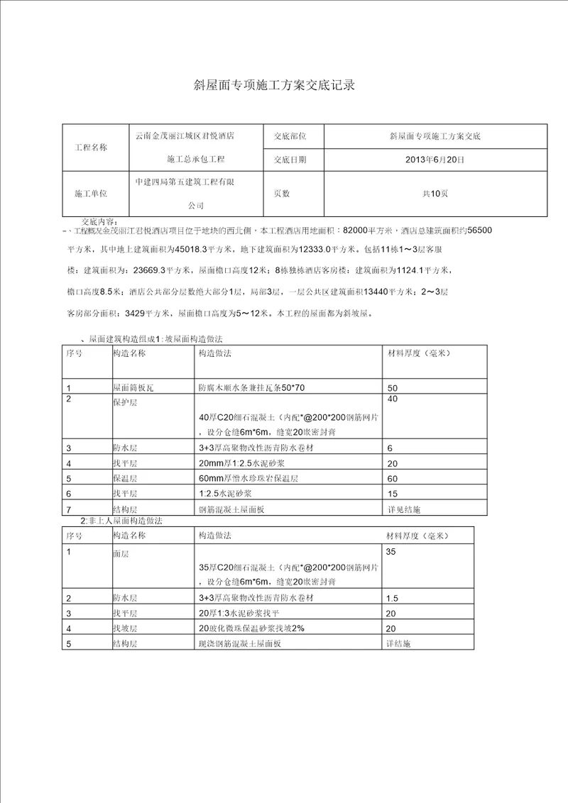 斜屋面专项施工方案丽江项目交底