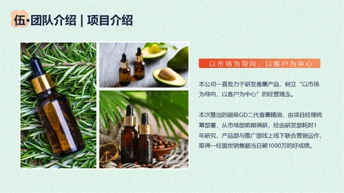 香薰精油商业计划书花朵通用PPT模板