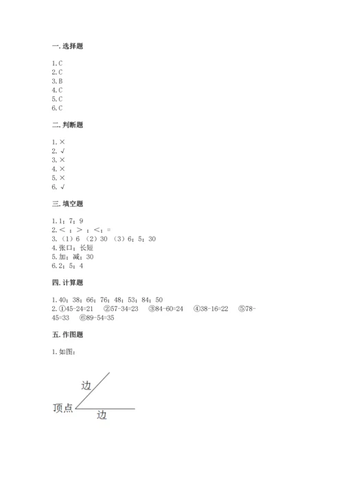 2022人教版二年级上册数学期中测试卷及参考答案ab卷.docx