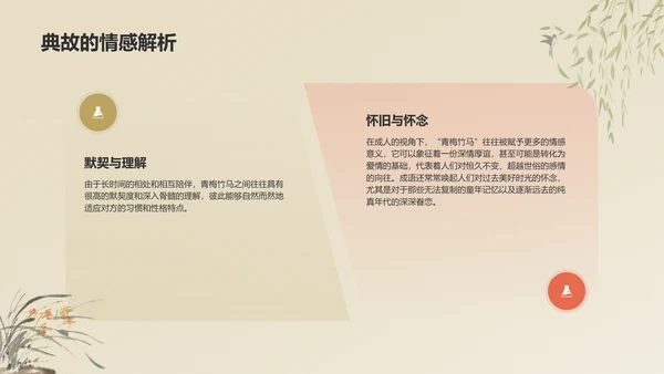 橙色复古风青梅竹马典故赏析PPT模板