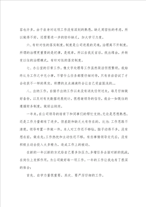 出纳年度工作总结报告模板
