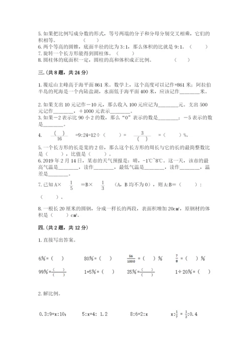 人教版数学六年级下册试题期末模拟检测卷（精品）.docx