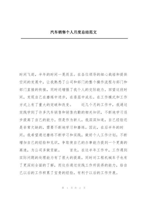 汽车销售个人月度总结范文.docx