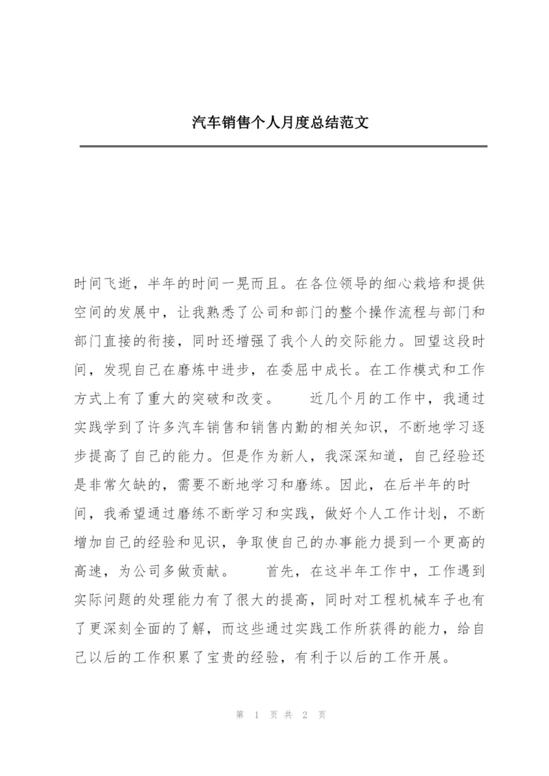 汽车销售个人月度总结范文.docx