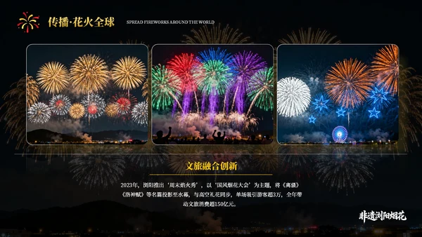 黄黑色系非遗浏阳烟花文化宣传PPT模板