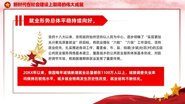 红色党建社会建设伟大成就主题教育宣传党课PPT模板