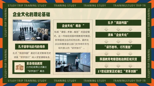 黄绿色复古风企业文化宣导PPT模板