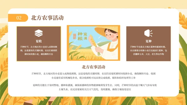 黄色芒种节气介绍通用PPT模板