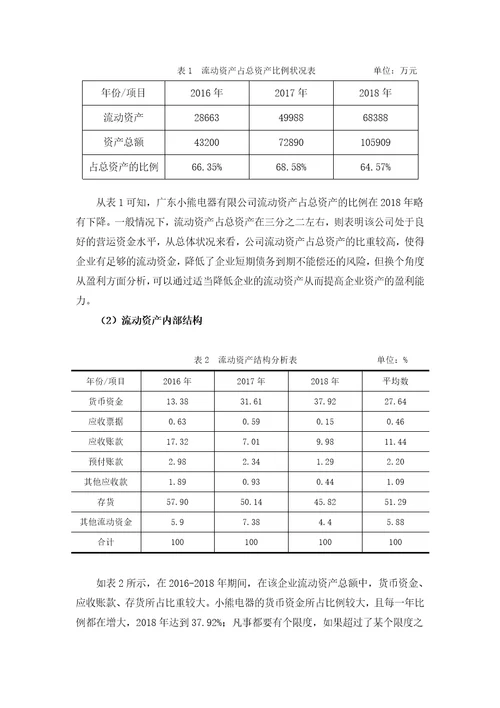广东小熊电器有限公司营运资金管理存在的问题及对策