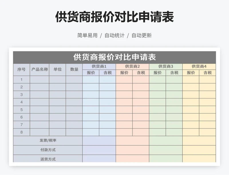 供货商报价对比申请表