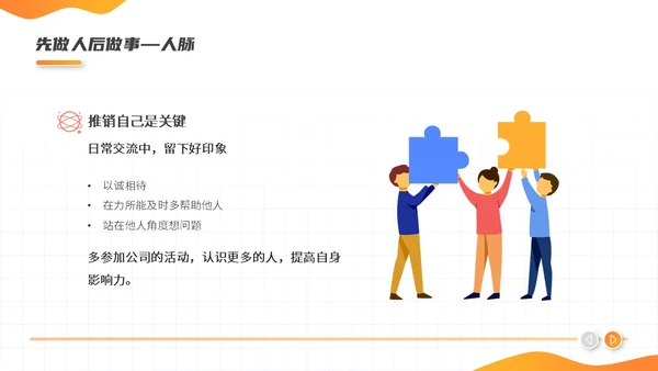 橙色简约插画风超人优秀员工经验分享商务动态PPT