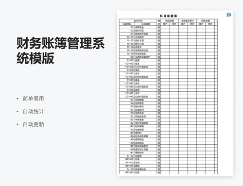 财务账簿管理系统模版