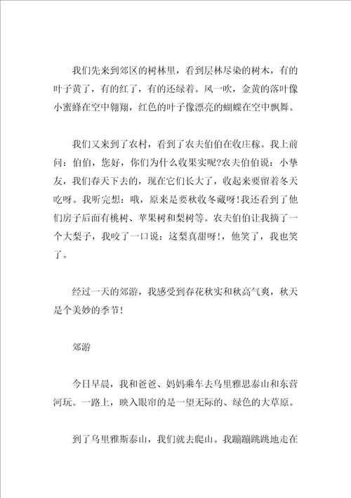 郊游的作文300字5篇