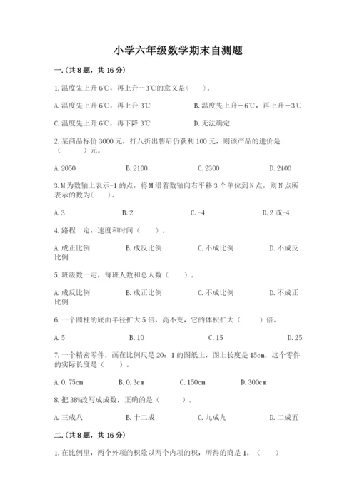 小学六年级数学期末自测题附答案（综合题）.docx