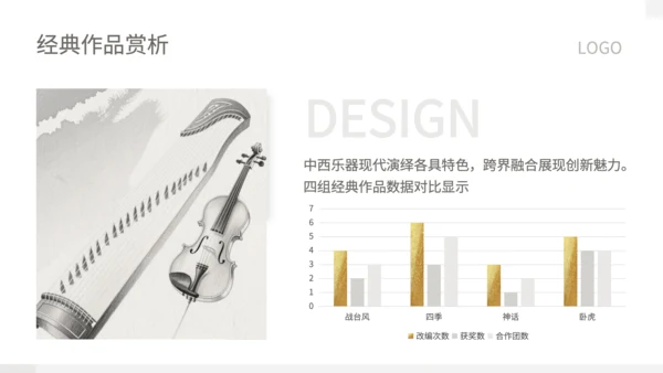 灰色中国风中西乐器辨识会PPT模板