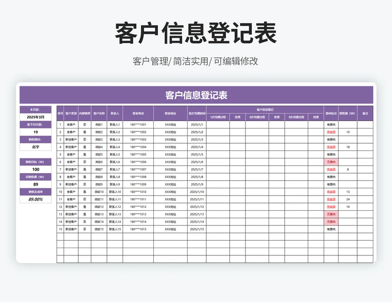客户情况信息登记表