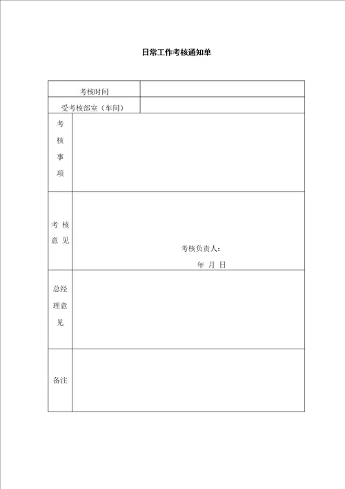 日常工作考核管理暂行办法