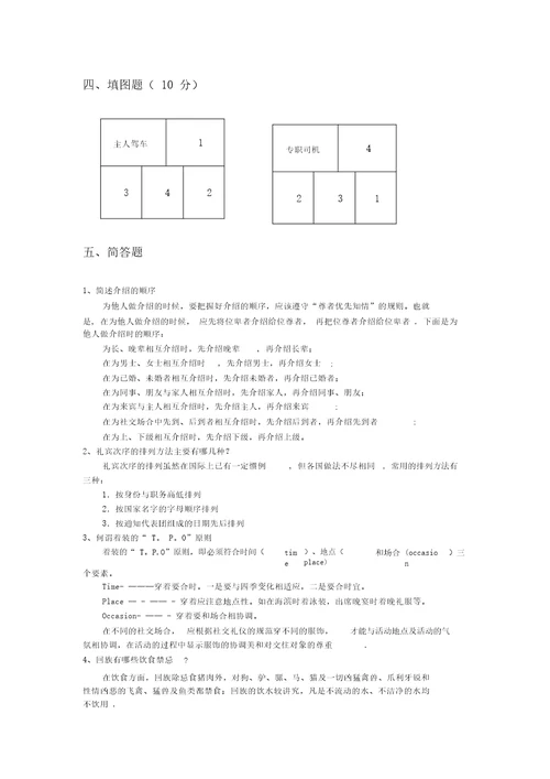 旅游社交礼仪试卷及答案