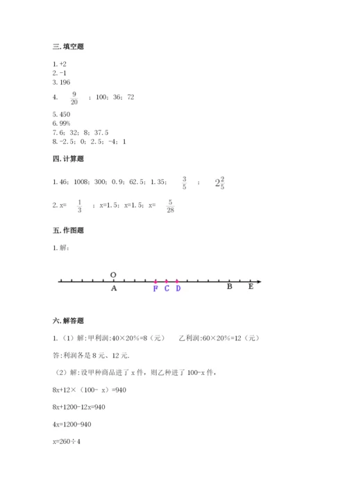 小学六年级下册数学期末卷及参考答案（达标题）.docx