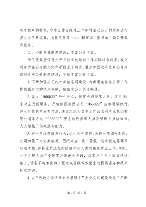 县水利电业有限公政府信息公开工作报告.docx