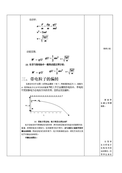 带电粒子在电场中的运动教学设计