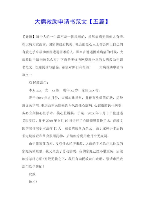 大病救助申请书范文【五篇】.docx