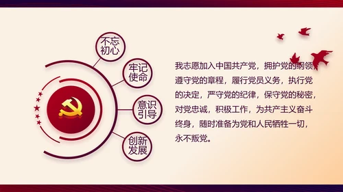 红色大气党建党员述职报告动态PPT