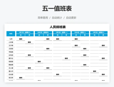 五一值班表