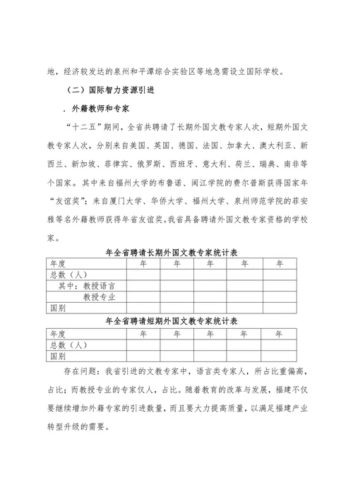 福建省教育对外开放“十三五”发展规划