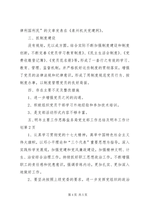 盐务局党支部工作总结及明年工作计划.docx