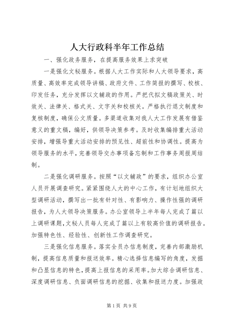 人大行政科半年工作总结.docx