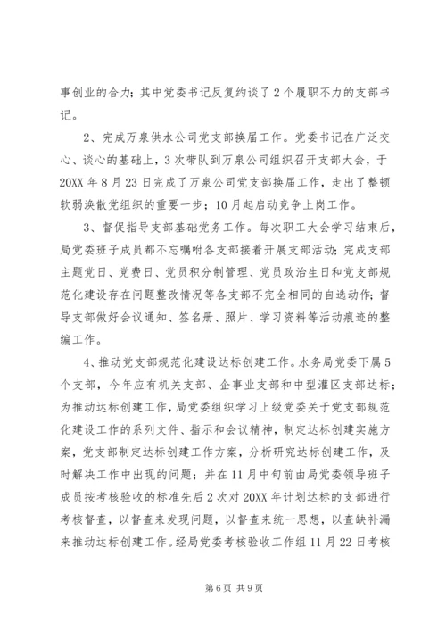 水务局201X年度党建工作责任制自检自查报告.docx