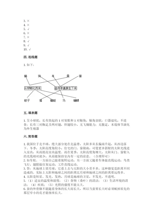 教科版三年级下册科学期末测试卷带答案（预热题）.docx