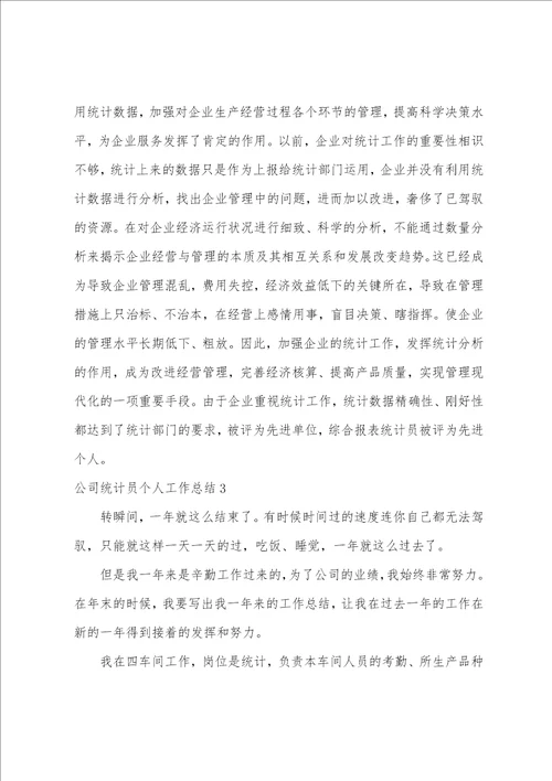 公司统计员个人工作总结