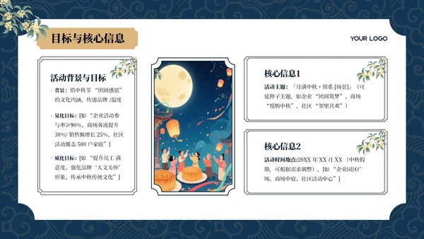 蓝色中国风中秋节活动策划PPT模板