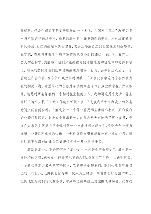 2023年村官述职报告范文村主任助理