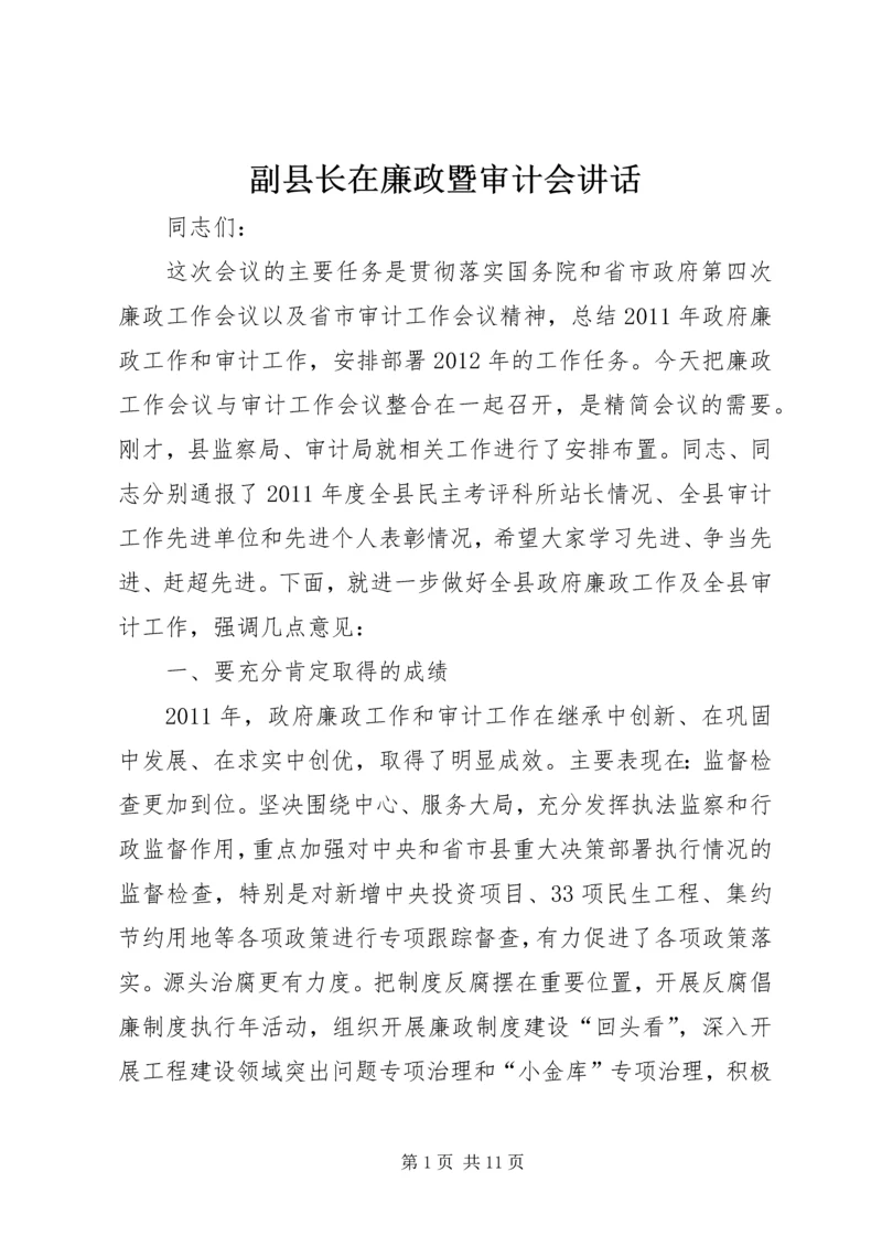 副县长在廉政暨审计会讲话.docx