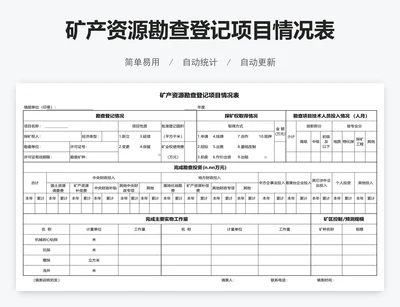 矿产资源勘查登记项目情况表